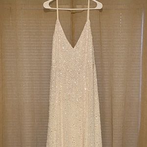 ASOS white sequin midi dress